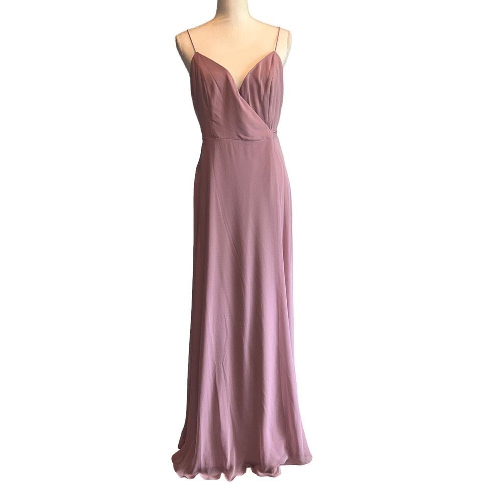 Lovely Womens Gown 10 Dusty‎ Rose Chiffon Cora Wrap Bridal Party Evening Dress